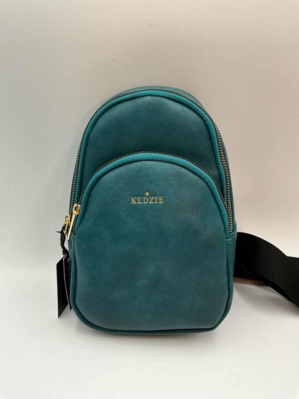Mini Sling Backpack by Kedzie Teal with Gold Hardware